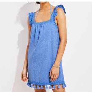 Vineyard Vines ruffle linen coverup in Newport Blue, XS